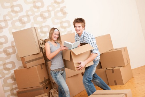 Removal van and movers working on a local Maida Vale moving day
